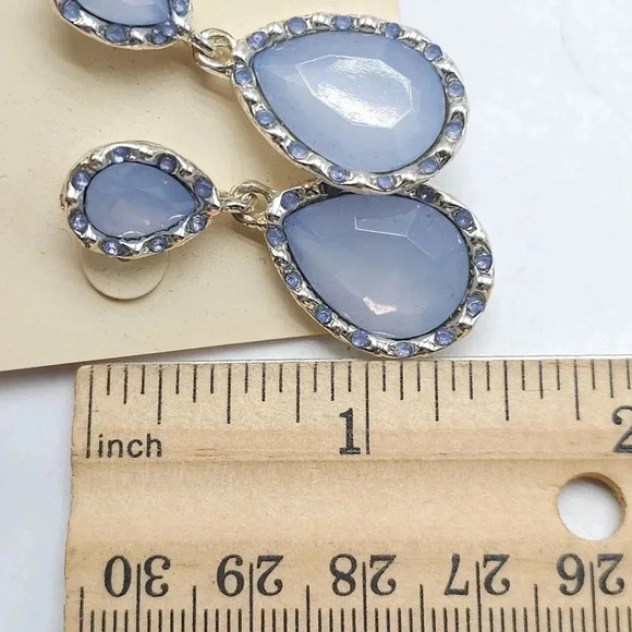 Style & Co Blue Acrylic Rhinestone Teardrop Dangle Drop Earrings Retro - Picture 4 of 4